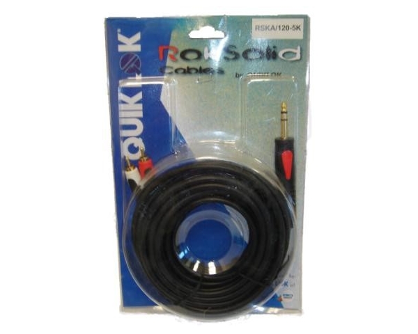 QUIK-LOK QUIKLOK RokSolid RKSA 120 5MT CAVO AUDIO DI SEGNALE 1 JACK STEREO - 2 RCA MASCHI