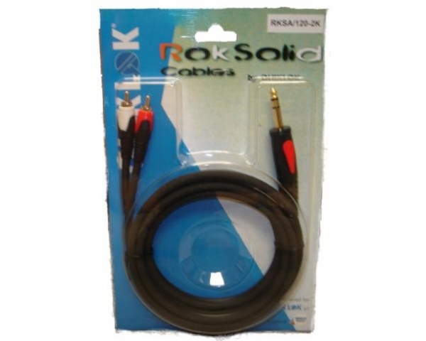 QUIK-LOK QUIKLOK RokSolid RKSA 120 2MT CAVO AUDIO DI SEGNALE 1 JACK STEREO - 2 RCA MASCHI
