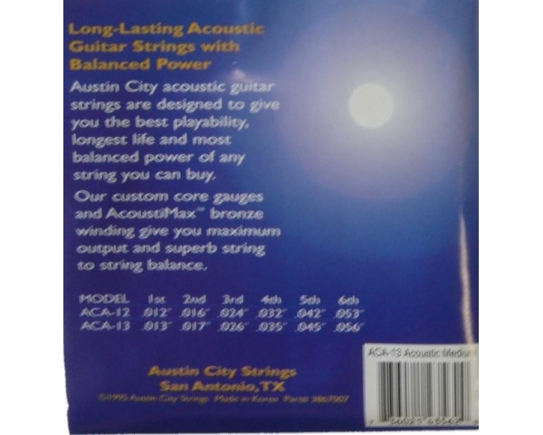 AUSTIN CITY STRINGS AUSTIN ACA13 MEDIUM CORDE CHITARRA ACUSTICA 13-56