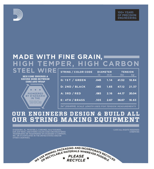 D'ADDARIO EPS165 CORDE PER BASSO