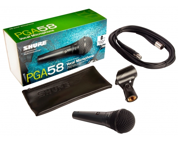 SHURE PGA58XLRE MICROFONO VOCE + CAVO XLR MASCHIO XLR FEMMINA 4,5MT 