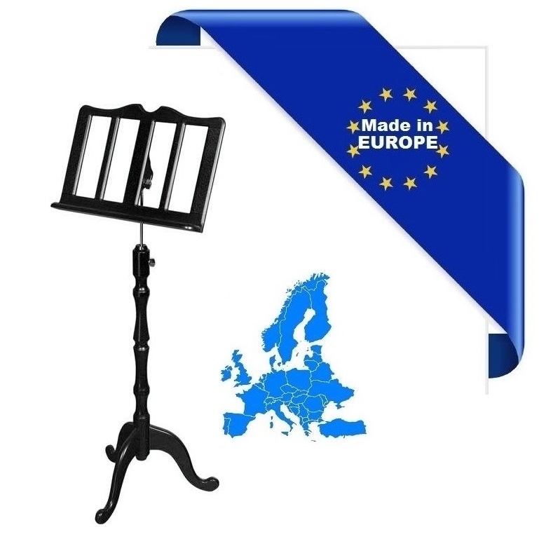 HORA LEGGIO DA TERRA FORMA CLASSICA MADE IN EUROPE NERO LEGNO FAGGIO BARRA METALLO REGOLABILE ALTEZZA-INCLINAZIONE