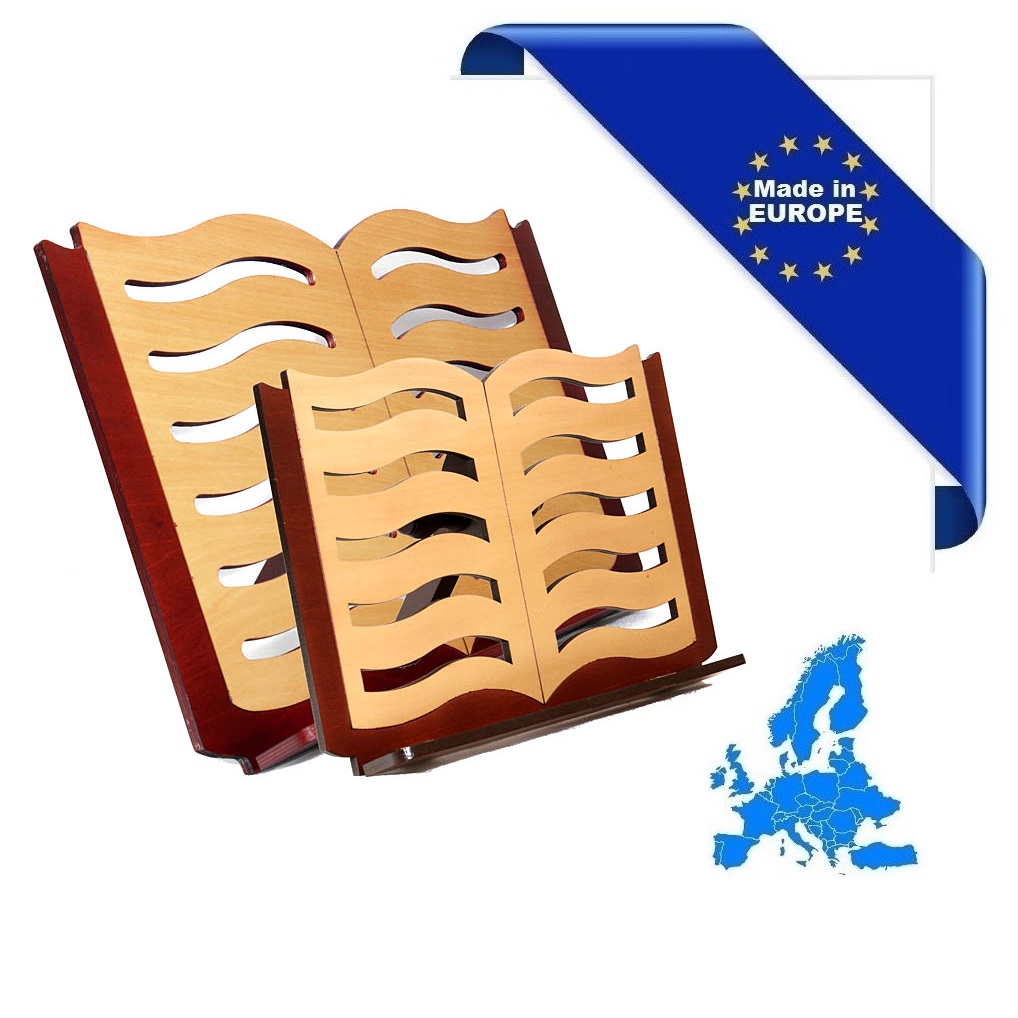 HORA LEGGIO IN LEGNO DA TAVOLO SMALL BOOK MADE IN EUROPE IN MOGANO DESIGN LIBRO CON PAGINE INCLINAZIONE REGOLABILE