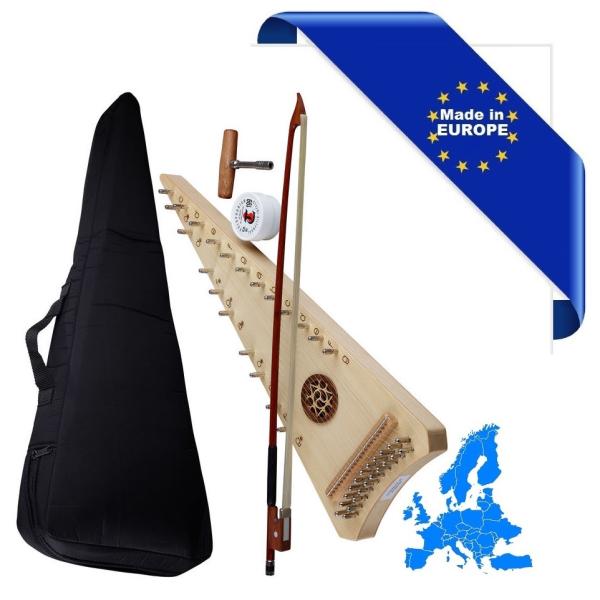 HORA SALTERIO SOPRANO ( PSALTERY ) TOP ABETE FONDO FASCE ACERO 21 CORDE CON BORSA ARCHETTO PECE E CHIAVE ACCORDATURA DO 5 - SOL 