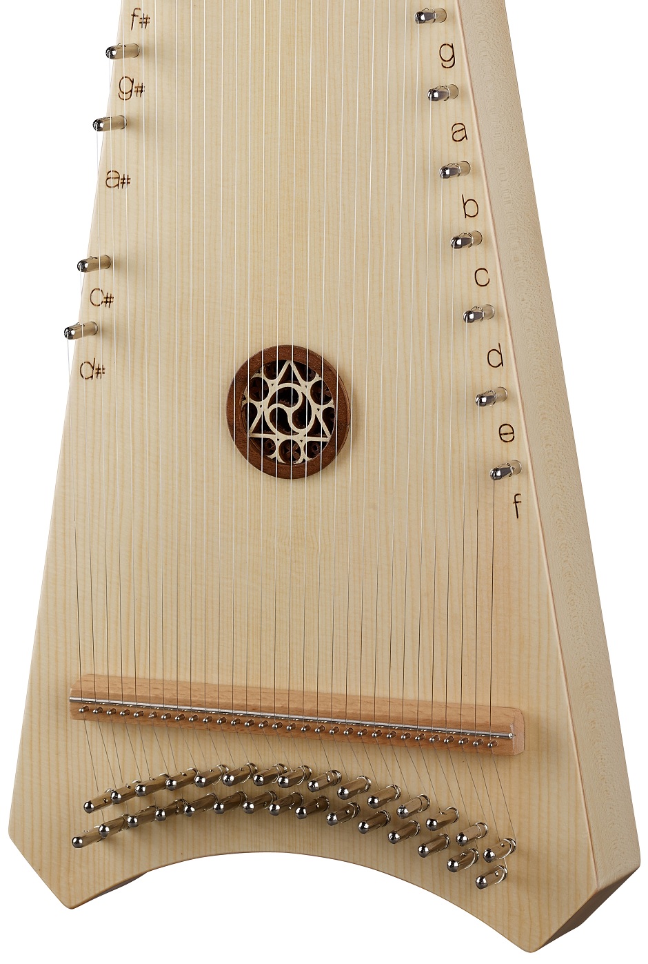 HORA SALTERIO TENORE ( TENOR PSALTERY ) TOP ABETE FONDO FASCE ACERO 30 CORDE CON BORSA ARCHETTO PECE E CHIAVE ACCORDATURA DO4-FA
