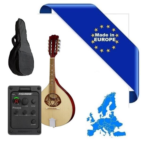 HORA MANDOLINO PORTOGHESE 1-PF MADE IN EUROPE IN MASSELLO FISHMAN PRESYS 101 TOP ABETE E ACERO FONDO FASCE MANICO SCALA 332mm