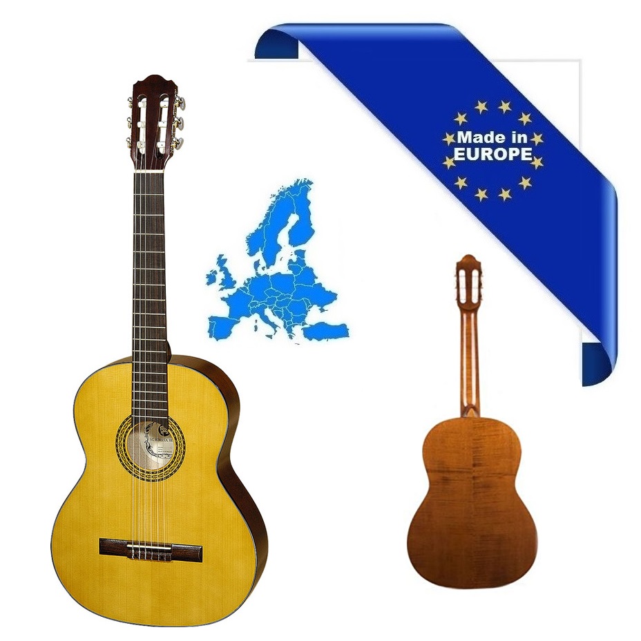 HORA CHITARRA CLASSICA 4-4 MADE IN EUROPE VERSIONE SPAGNOLA DOPPIO MASSELLO TOP ABETE MASSELLO FONDO-FASCE ACERO MASSELLO ROSETT