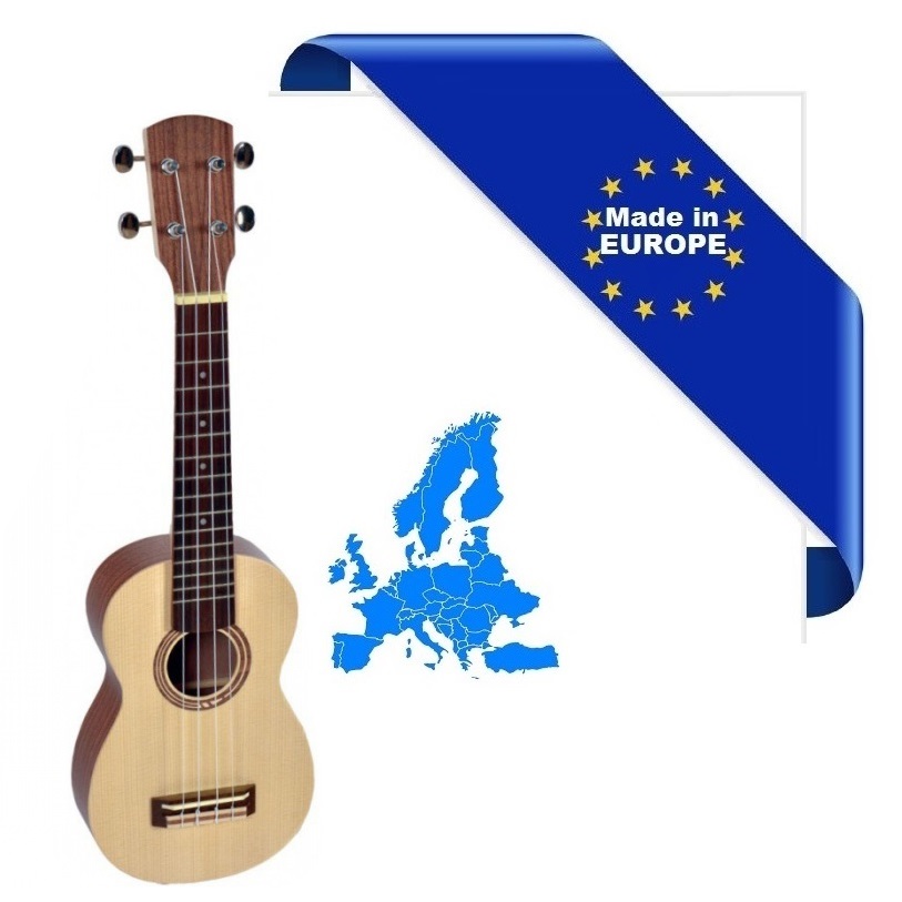 HORA UKULELE SOPRANO MADE IN EUROPE TAVOLA ABETE MASSELLO FONDO FASCE NOCE TASTIERA IN PALISSANDRO
