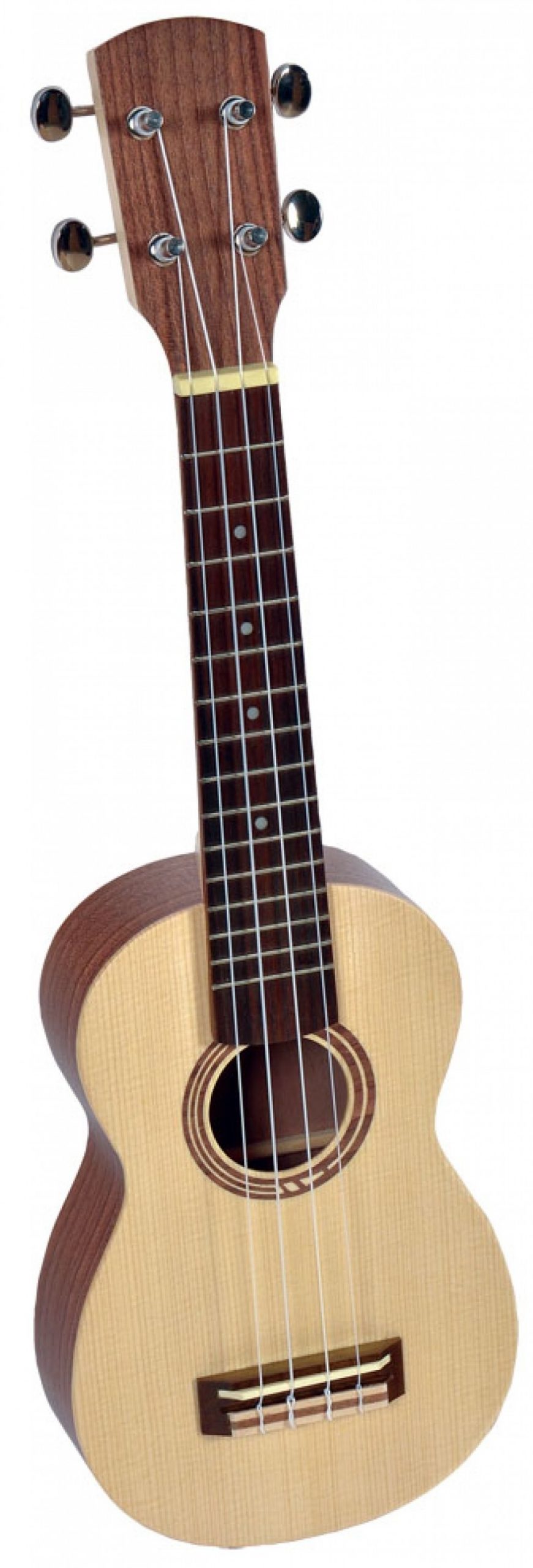 HORA UKULELE SOPRANO MADE IN EUROPE TAVOLA ABETE MASSELLO FONDO FASCE NOCE TASTIERA IN PALISSANDRO