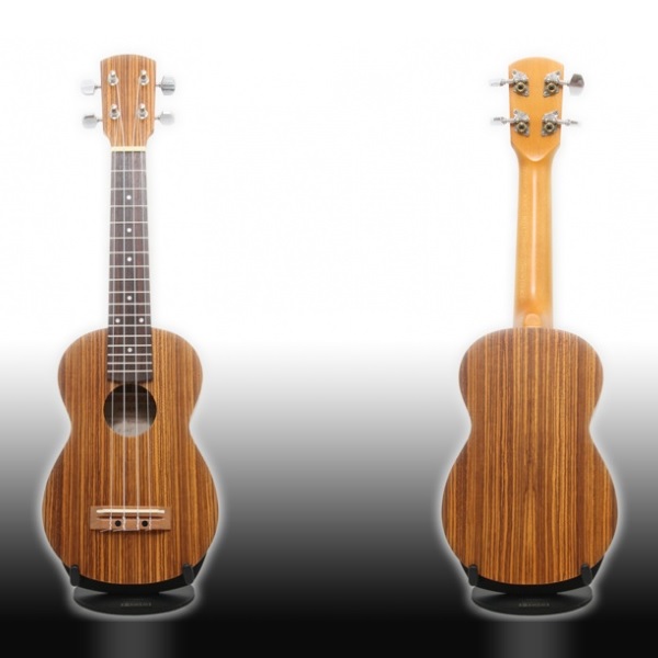 HORA UKULELE SOPRANO TOP CORPO ZEBRANO MADE IN EUROPE TAVOLA FONDO FASCE ZEBRAWOOD TASTIERA IN PALISSANDRO