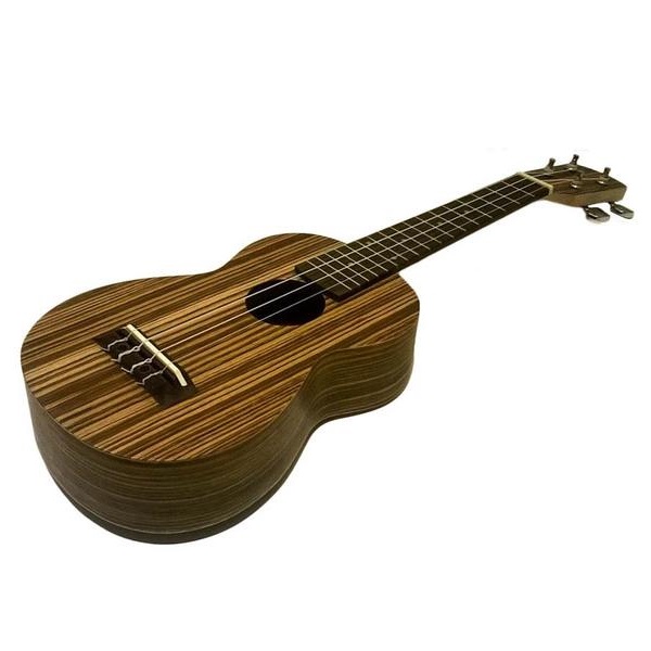 HORA UKULELE SOPRANO TOP CORPO ZEBRANO MADE IN EUROPE TAVOLA FONDO FASCE ZEBRAWOOD TASTIERA IN PALISSANDRO