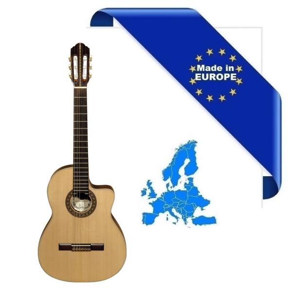 HORA CHITARRA CLASSICA 4-4 SM45 MADE IN EUROPE TOP CEDRO MASSELLO FONDO-FASCE PALISSANDRO ROSETTA INTARSIATA SPALLA MANCANTE MAN