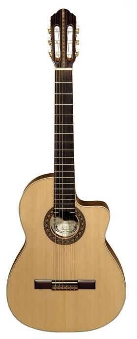 HORA CHITARRA CLASSICA 4-4 SM45 MADE IN EUROPE TOP CEDRO MASSELLO FONDO-FASCE PALISSANDRO ROSETTA INTARSIATA SPALLA MANCANTE MAN