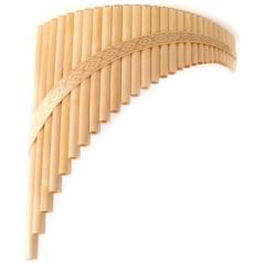 HORA FLAUTO DI PAN SOLIST CONTRABBASSO IN SOL MADE IN EUROPE + BORSA 29 CANNE SOL0-SOL4 IN ACERO FORMA CURVA ORNAMENTO INTAGLIAT