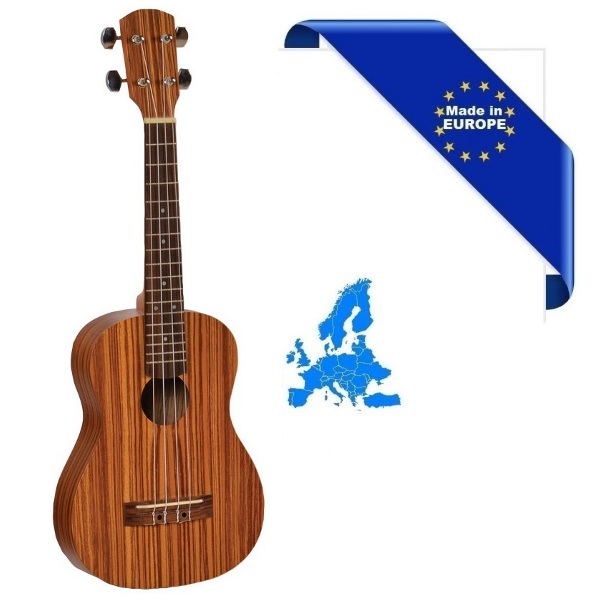 HORA UKULELE TENORE TOP CORPO ZEBRANO MADE IN EUROPE TAVOLA FONDO FASCE ZEBRAWOOD TASTIERA IN PALISSANDRO