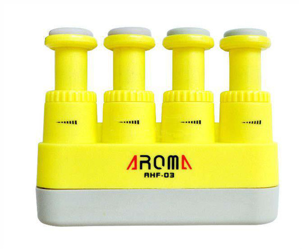 AROMA AHF-03YW ALLENATORE IMPUGNATURA GINNICO PER CHITARRA E FIATI COLORE GIALLO
