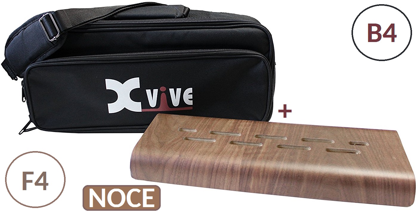 XVIVE F4+B4 FLOORBOARD PORTA PEDALI IN LEGNO DI NOCE PER PEDALINI SINGOLI FLOOR BOARD + BORSA ORIGINALE + ACCESSORI IN BUNDLE
