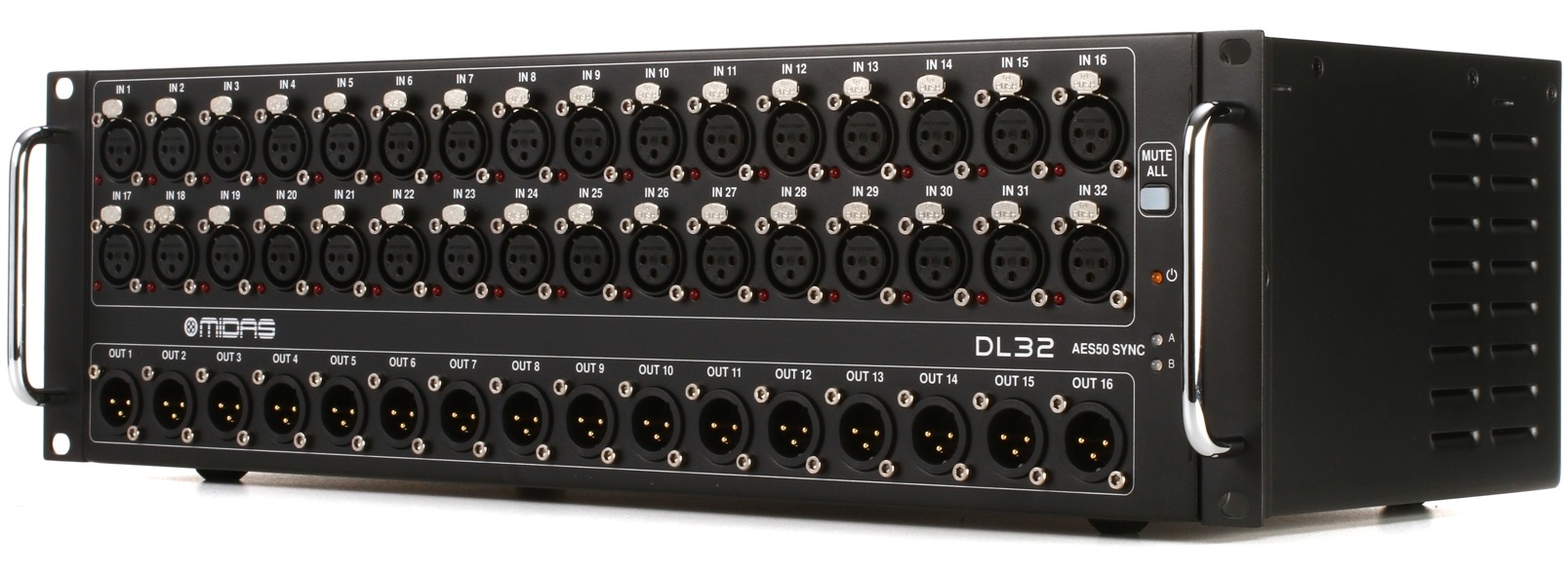 MIDAS DL32 STAGE BOX DIGITALE PER SERIE M32 CON 32 PREAMPLIFICATORI MICROFONICI 16 USCITE XLR OUT ULTRANET ADAT AESEBU MIDI