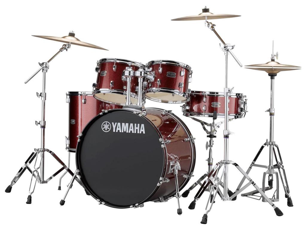 YAMAHA RYDEEN STANDARD BURGUNDY GLITTER BATTERIA ACUSTICA ROSSA CON HARDWARE + PIATTI PAISTE 101 COLORE ROSSO GLITTER