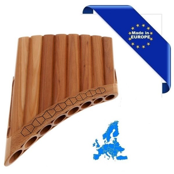 HORA FLAUTO DI PAN SOLIST SOPRANO IN DO MADE IN EUROPE 8 CANNE DO2-DO3 IN ACERO FORMA CURVA ORNAMENTO INTAGLIATO