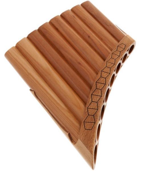 HORA FLAUTO DI PAN SOLIST SOPRANO IN DO MADE IN EUROPE 8 CANNE DO2-DO3 IN ACERO FORMA CURVA ORNAMENTO INTAGLIATO