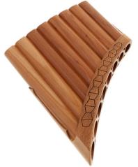 HORA FLAUTO DI PAN SOLIST SOPRANO IN DO MADE IN EUROPE 8 CANNE DO2-DO3 IN ACERO FORMA CURVA ORNAMENTO INTAGLIATO