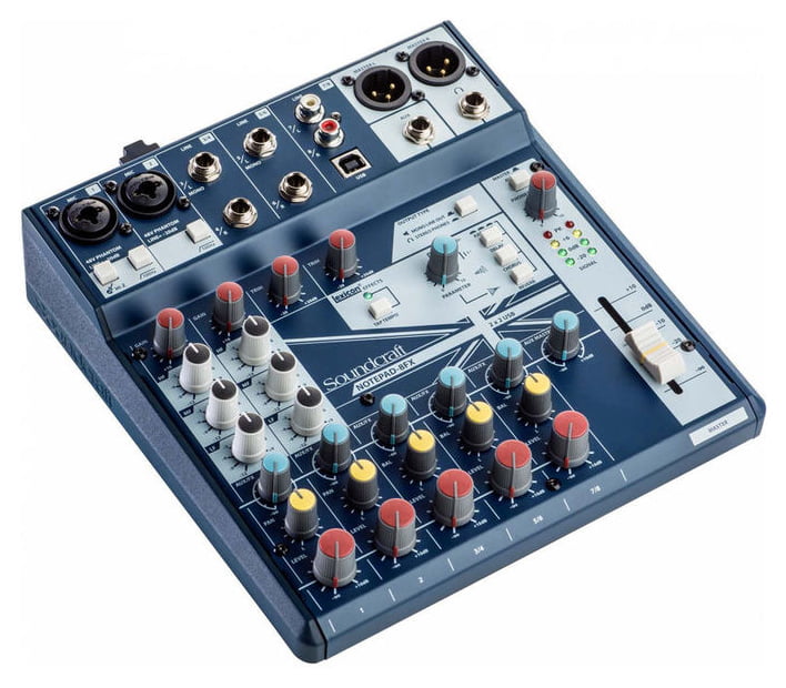 SOUNDCRAFT NOTEPAD-8FX MIXER 8 CANALI USB EFFETTI LEXICON PHANTOM POWER +48V 2 MIC INPUT