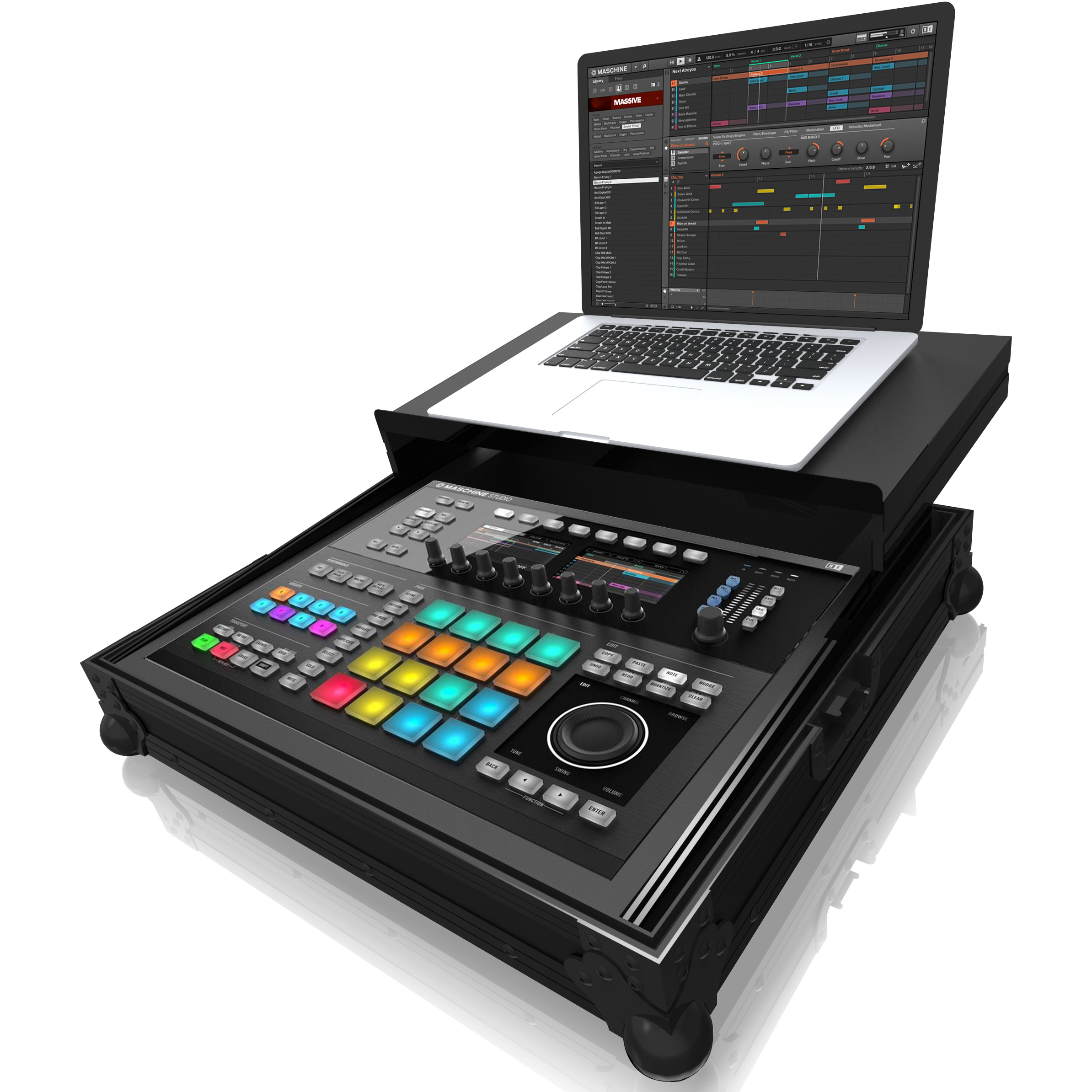 ZOMO FLIGHTCASE MASCHINE STUDIO PLUS NSE CASE NERO CON SUPPORTO LAPTOP