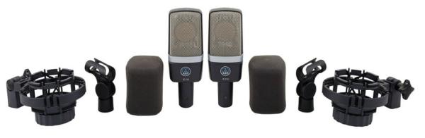 AKG ACOUSTIC AKG C214 SET 2 MICROFONI STUDIO E LIVE A CONDENSATORE LARGO DIAFRAMMA VOCE E STRUMENTI + SOSPENSIONE A RAGNO + CUST