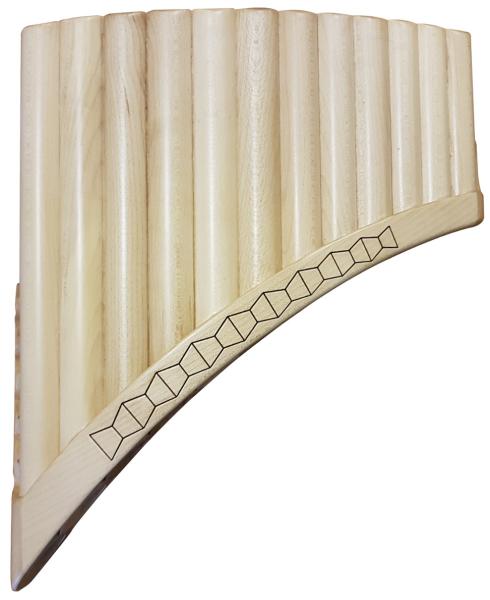 HORA FLAUTO DI PAN SOLIST CONTRALTO IN SOL MADE IN EUROPE + BORSA 12 CANNE LA1-MI3 IN ACERO FORMA CURVA ORNAMENTO BASSO INTAGLIA
