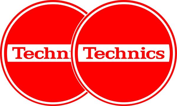 TECHNICS SLIPMATS TAPPETINI GIRADISCHI LOGO BREAK - ROSSO E BIANCO COPPIA TAPPETINI