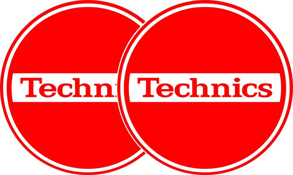TECHNICS SLIPMATS TAPPETINI GIRADISCHI LOGO BREAK - ROSSO E BIANCO COPPIA TAPPETINI