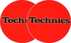 TECHNICS SLIPMATS TAPPETINI GIRADISCHI LOGO ORANGE - NERO E ARANCIONE COPPIA TAPPETINI