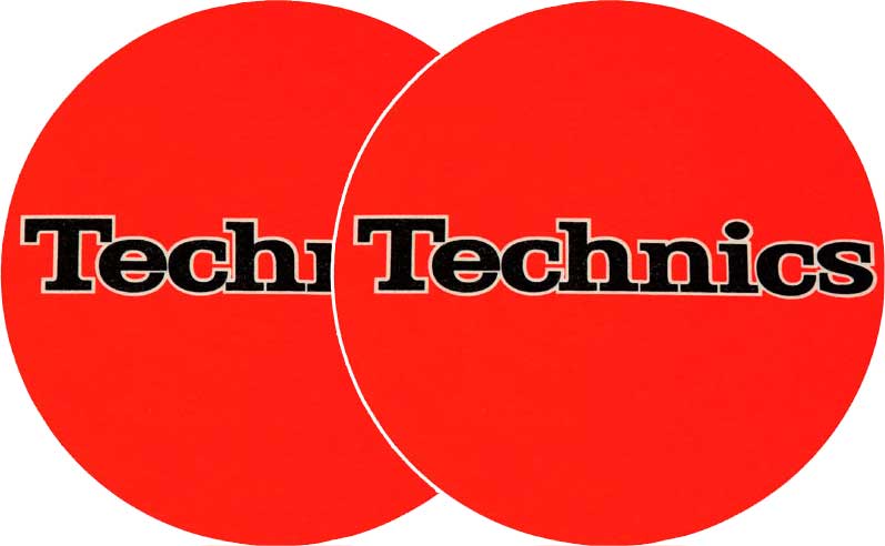 TECHNICS SLIPMATS TAPPETINI GIRADISCHI LOGO ORANGE - NERO E ARANCIONE COPPIA TAPPETINI