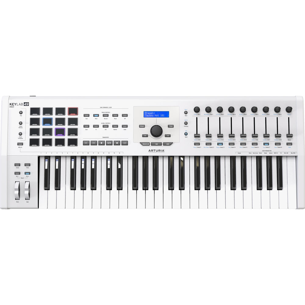 ARTURIA KEYLAB49-MKII WHITE TASTIERA BIANCA CONTROLLER MASTER KEYBOARD MIDI USB 49 TASTI BIANCO