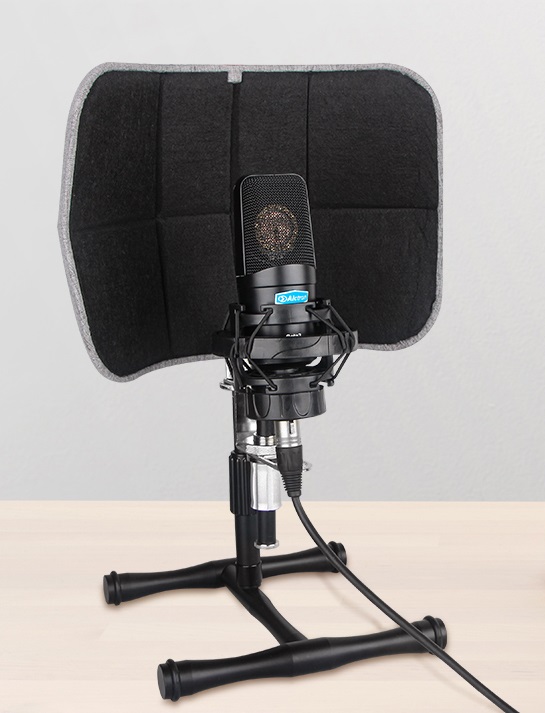 ALCTRON PF52 BLACK SCHERMO ANTI RIFLESSIONI E SUPPORTO MICROFONI DA STUDIO DA TAVOLO SCRIVANIA REGOLABILE