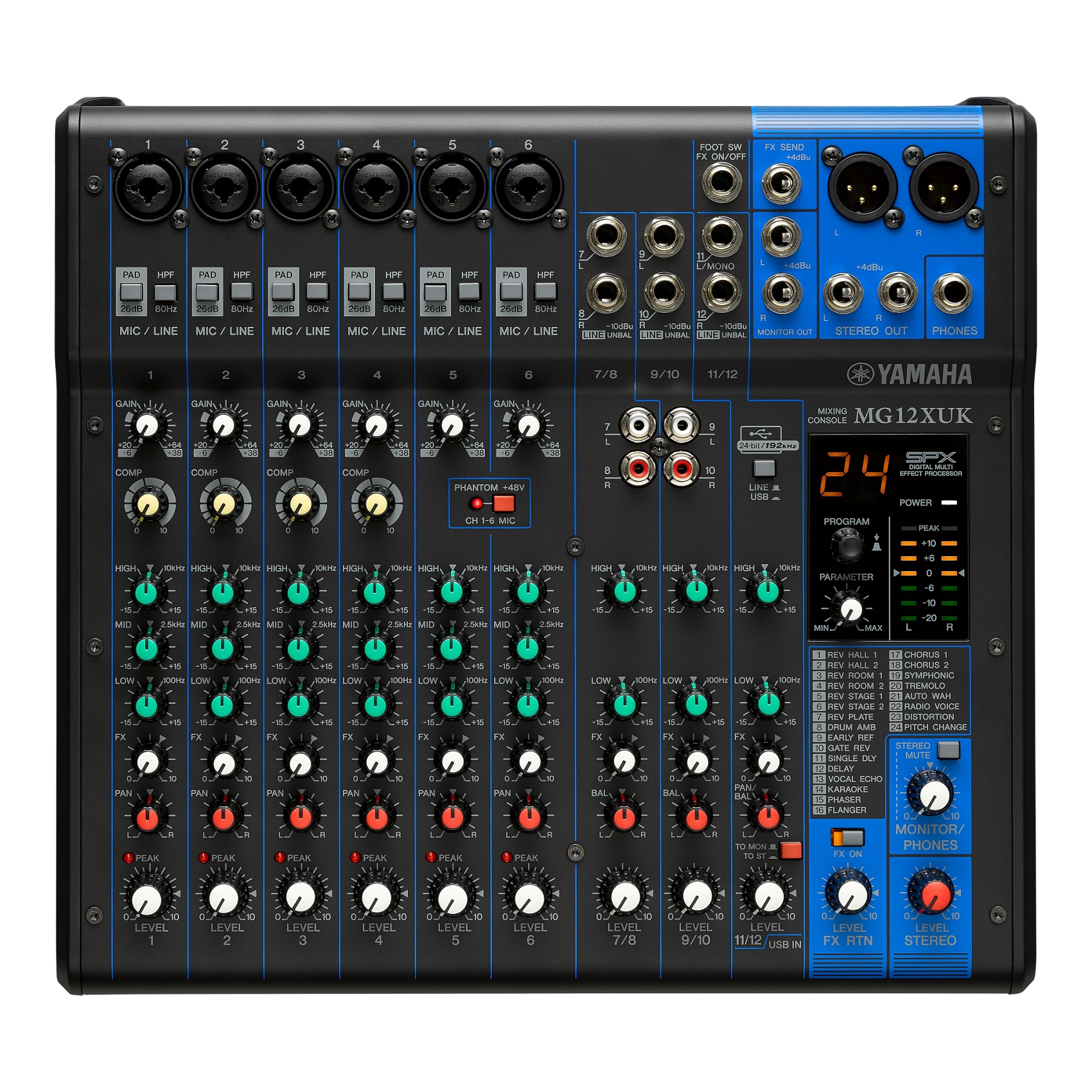 YAMAHA MG12XUK MIXER 12 CANALI CON ALIMENTAZIONE PHANTOM ED EFFETTI