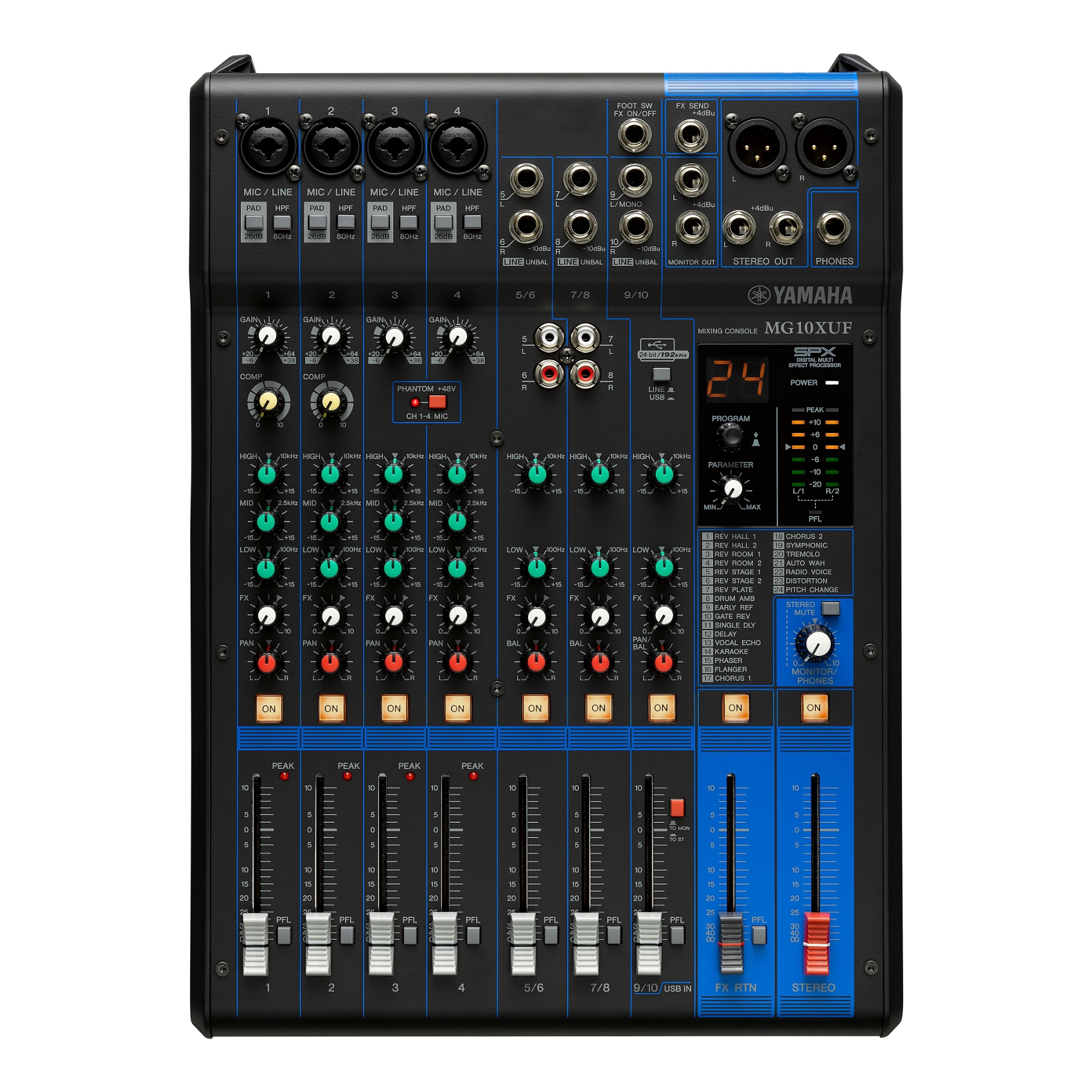 YAMAHA MG10XUF MIXER 10 CANALI USB CON ALIMENTAZIONE PHANTOM ED EFFETTI