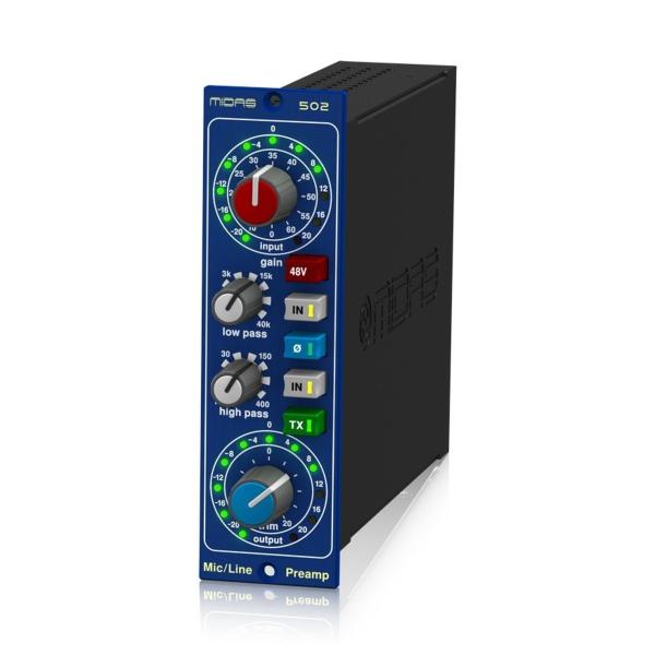 MIDAS 502 V2 PREAMPLIFICATORE MICROFONICO CON FILTRI PASSA ALTO E PASSA BASSO + PHANTOM 48V A RACK SERIE 500