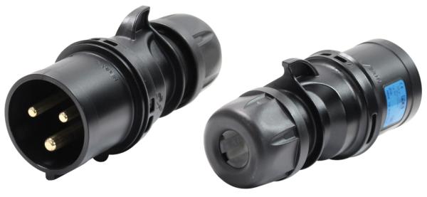 PCE -023-6X SPINA CEE 32A 3P (1P+N+T) 230V IP44 3POLI MASCHIO NERA MIDNIGHT SERIE BLACK PLUG