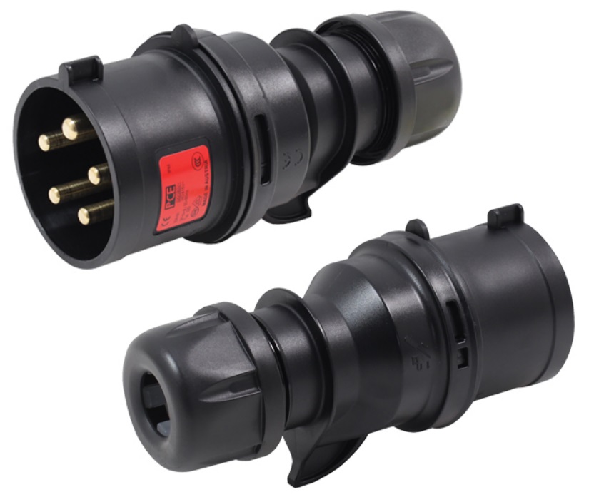 PCE -025-6XS SPINA CEE 32A 5P (3P+N+T) 400V IP44 5 POLI MASCHIO NERA MIDNIGHT SERIE BLACK PLUG