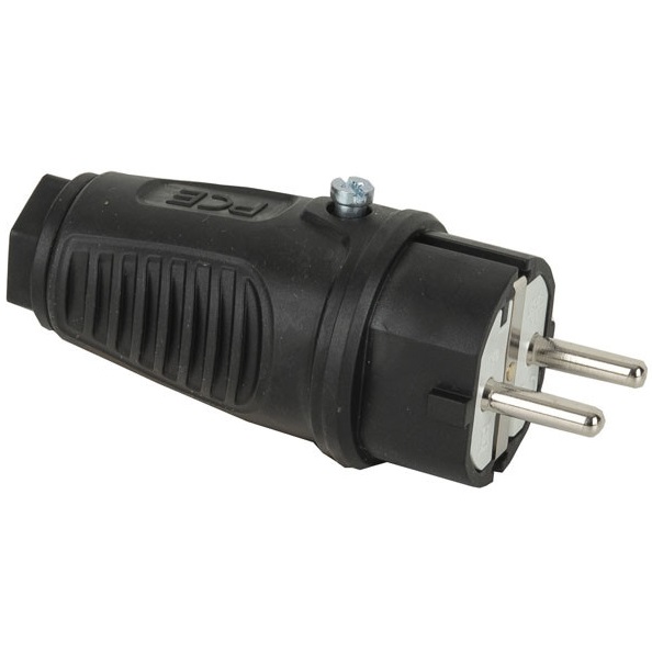 PCE -324015 SPINA SCHUKO 16A 3P (1P+N+T) 250V IP44 3 POLI MASCHIO NERA SAFETY PLUG EU-B-F