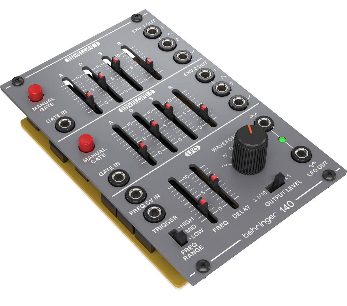 BEHRINGER  140 DUAL ENVELOPE - LFO MODULO EURORACK ANALOGICO SYSTEM 100 2 ADSR 5 ONDE 2 LFO 15 CONTROLLI
