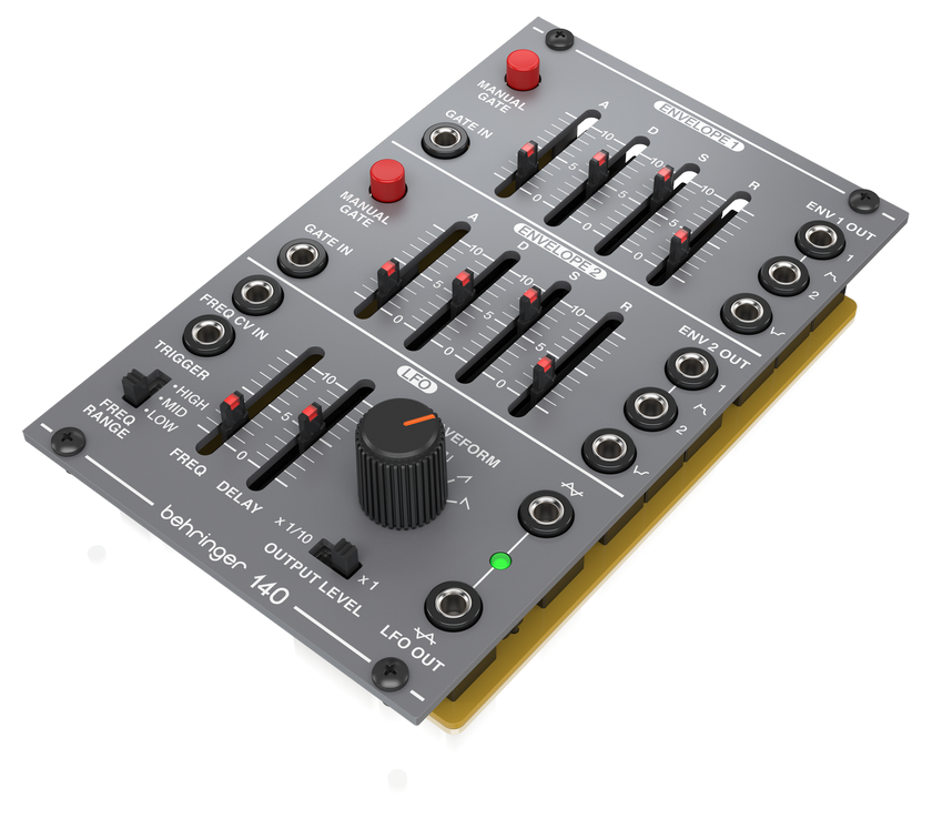 BEHRINGER  140 DUAL ENVELOPE - LFO MODULO EURORACK ANALOGICO SYSTEM 100 2 ADSR 5 ONDE 2 LFO 15 CONTROLLI