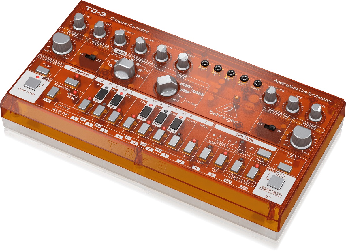 BEHRINGER TD-3 TG ARANCIONE SINTETIZZATORE ANALOGICO DI BASSI CON STEP SEQUENCER ARPEGGIATORE E FILTRO RISONANTE