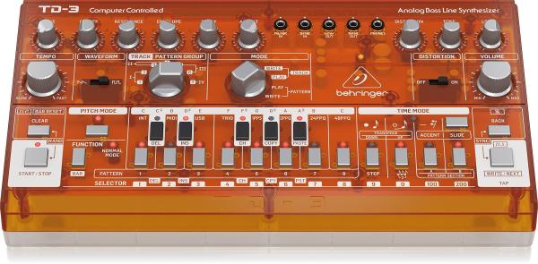 BEHRINGER TD-3 TG ARANCIONE SINTETIZZATORE ANALOGICO DI BASSI CON STEP SEQUENCER ARPEGGIATORE E FILTRO RISONANTE