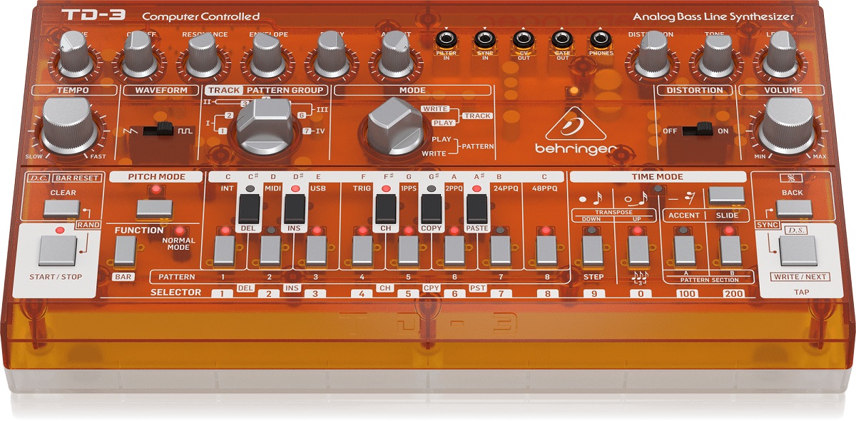 BEHRINGER TD-3 TG ARANCIONE SINTETIZZATORE ANALOGICO DI BASSI CON STEP SEQUENCER ARPEGGIATORE E FILTRO RISONANTE