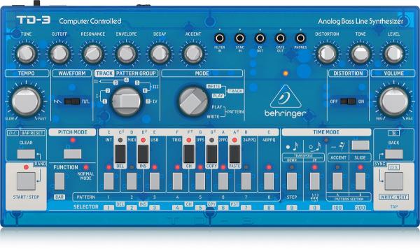 BEHRINGER TD-3 BB CELESTE SINTETIZZATORE ANALOGICO DI BASSI CON STEP SEQUENCER ARPEGGIATORE E FILTRO RISONANTE
