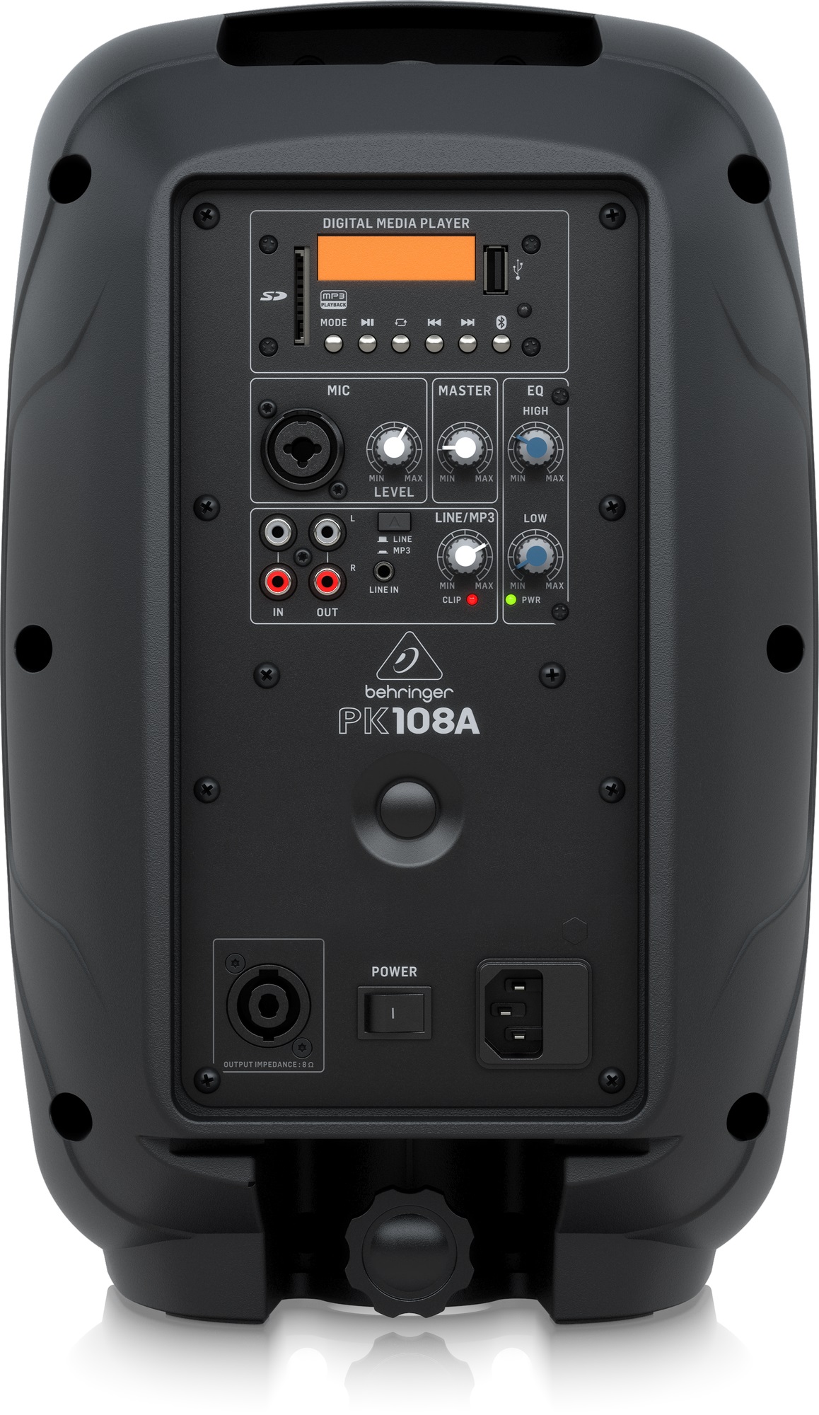 BEHRINGER PK108A CASSA ATTIVA 250W WOOFER 8" MIXER E PLAYER USB SD BLUETOOTH