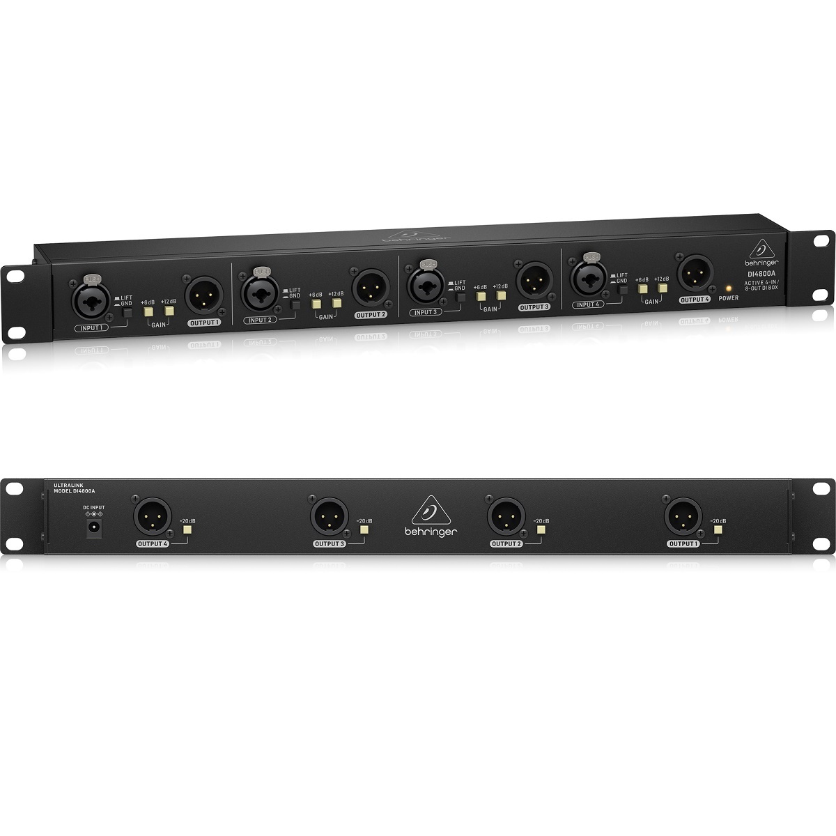 BEHRINGER DI4800A DIRECT BOX ULTRA DI-BOX ATTIVA 4 CANALI UNA UNITA RACK CONVERTITORE SEGNALE JACK A XLR